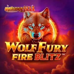 Tampilan visual slot Wolf Fury Fire Blitz dengan latar belakang senja dan simbol serigala