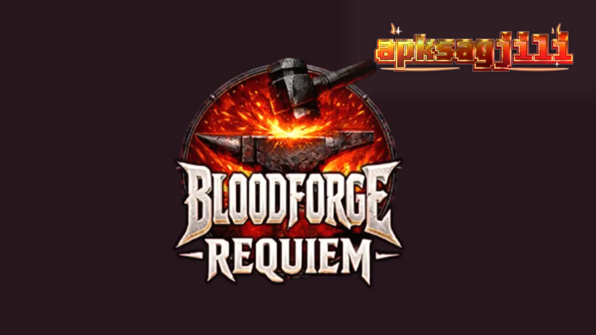Tampilan visual slot Bloodforge Requiem dengan tema tungku pembakaran dan elemen fantasi gelap